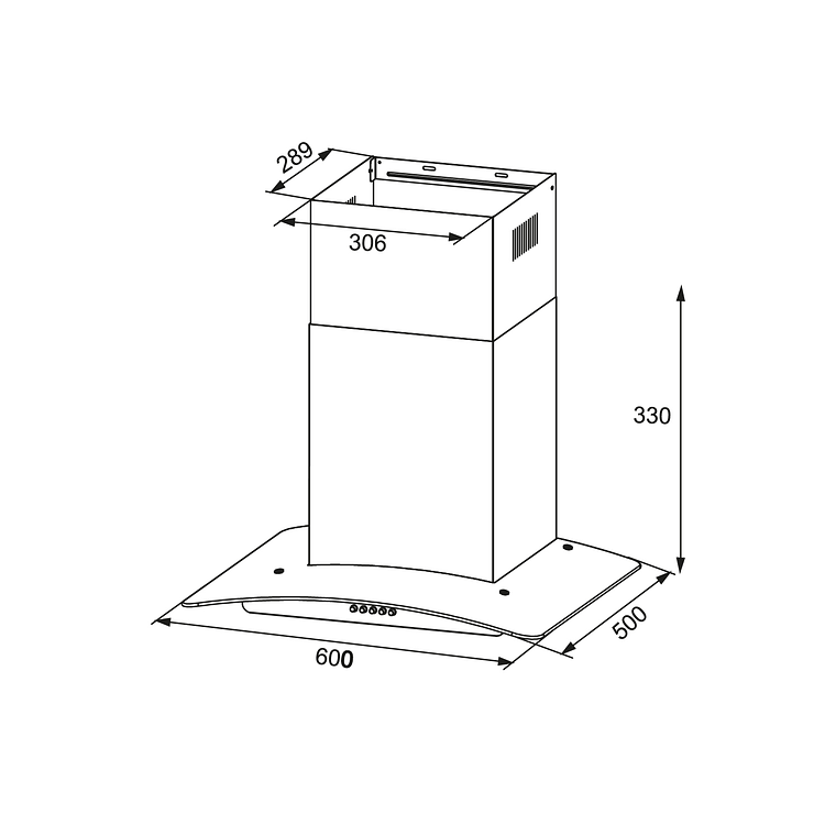 CAMPANA INOX + VIDRIO CURVO TOUCH 8