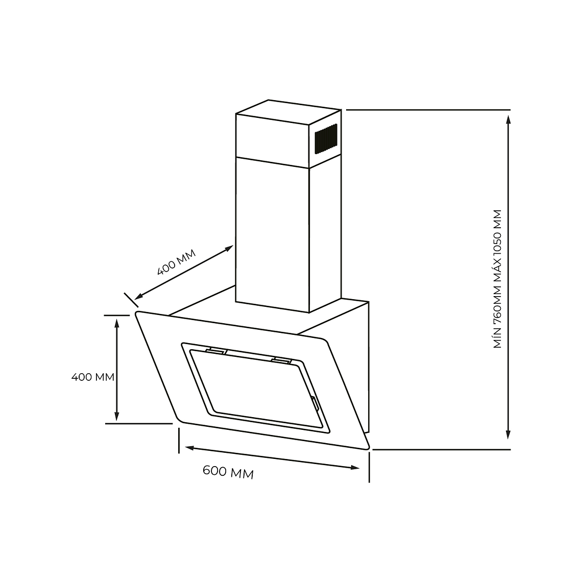 CAMPANA VIDRIO NEGRO CONTROL BOTON 60CM 9