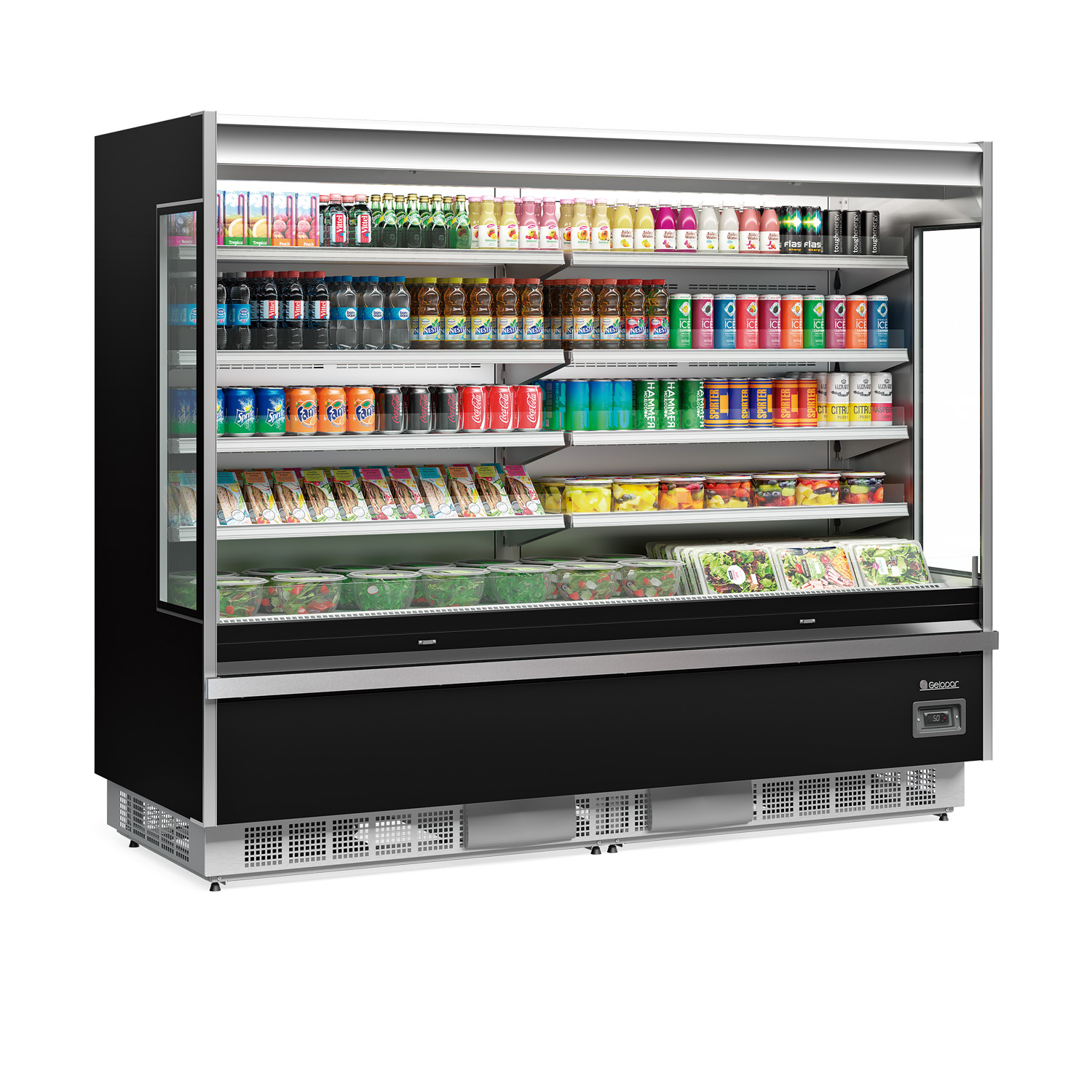 Expositor Mural refrigerado 2.400 mm. Negro - Retaildigital.cl