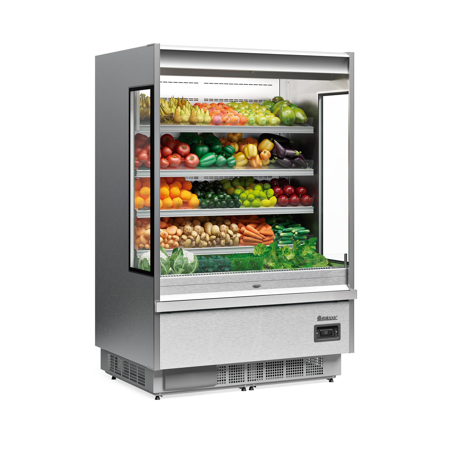 Expositor Mural refrigerado  1.300 mm. Gris - Retaildigital.cl