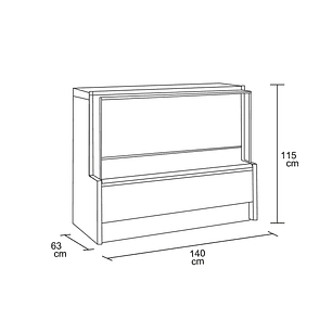 Vitrina Mural refrigerado 1.400 mm.  Negra