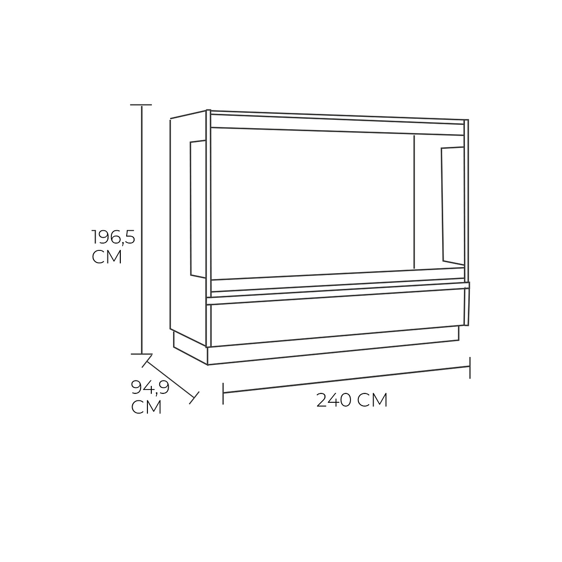 Expositor Mural refrigerado 2.400 mm. Gris 2