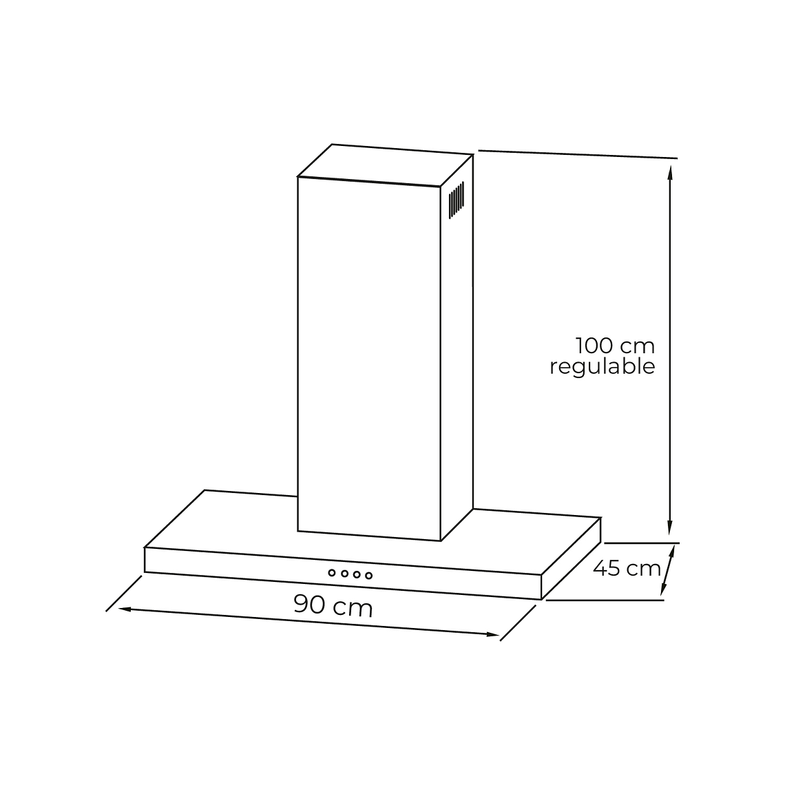 CAMPANA RECTANGULAR FRENTE INOX DIGITAL 90CM 7