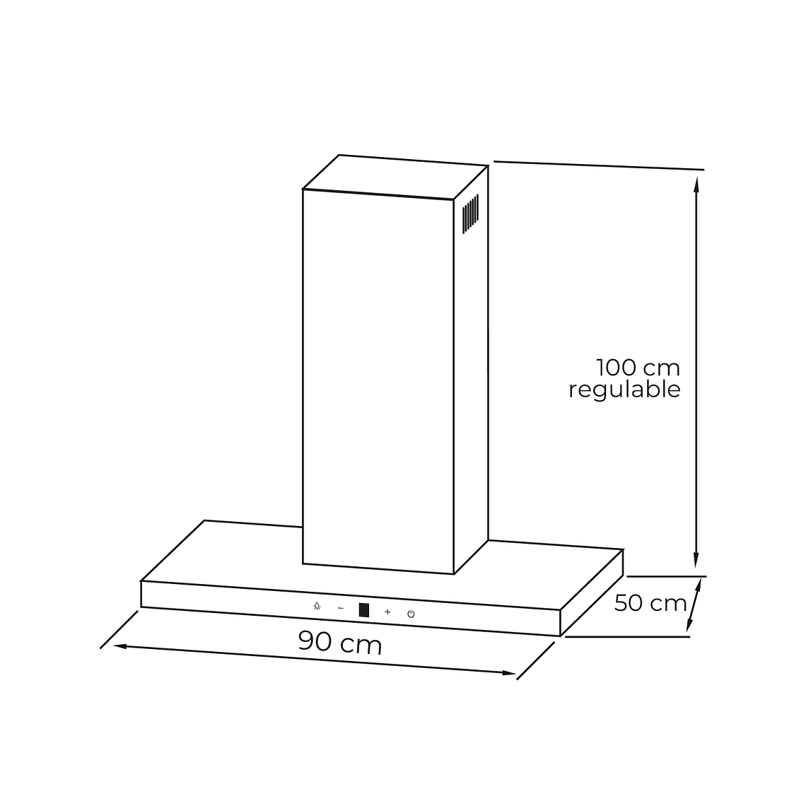 CAMPANA RECTANGULAR TOUCH FRENTE INOX 90CM 8