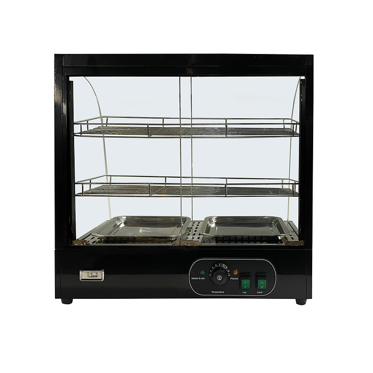 Exhibidor curvo mantenedor de calor negro 2