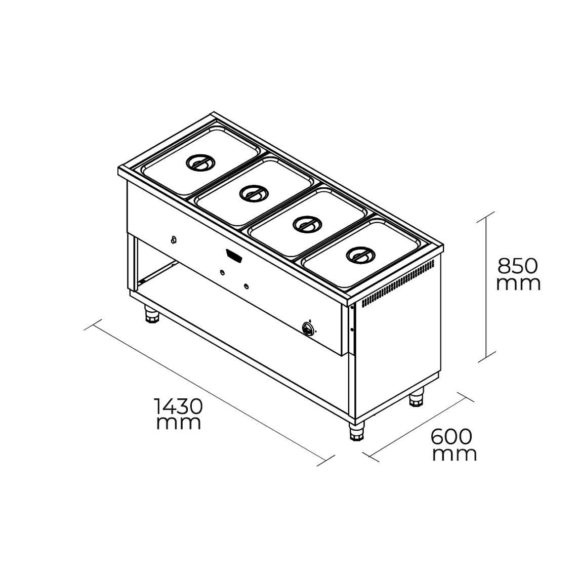 Baño Maria 4 Dep. GN 1/1  GN 2