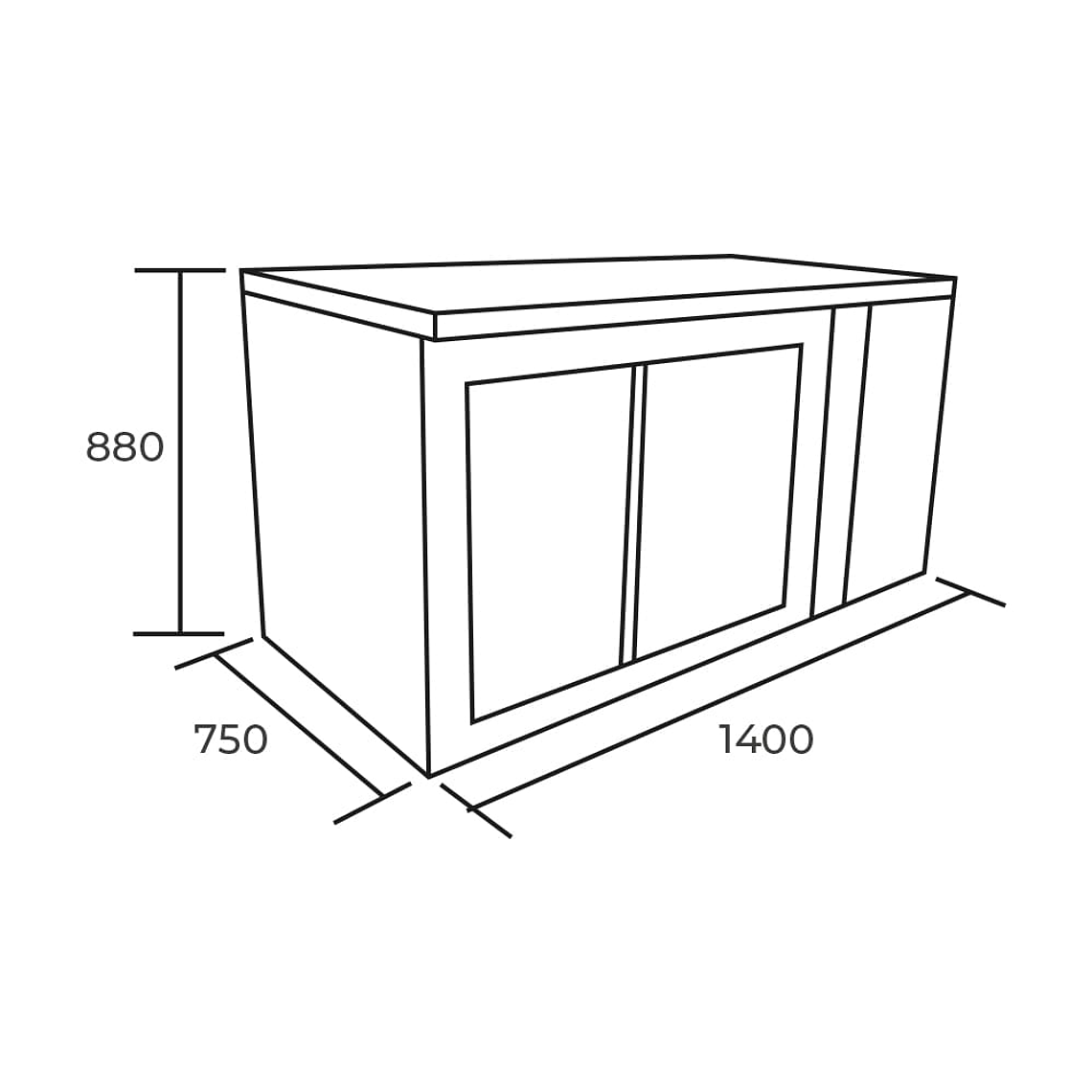 MESON BAJO REFRIGERADO 2 P. VIDRO / ABAT. 2
