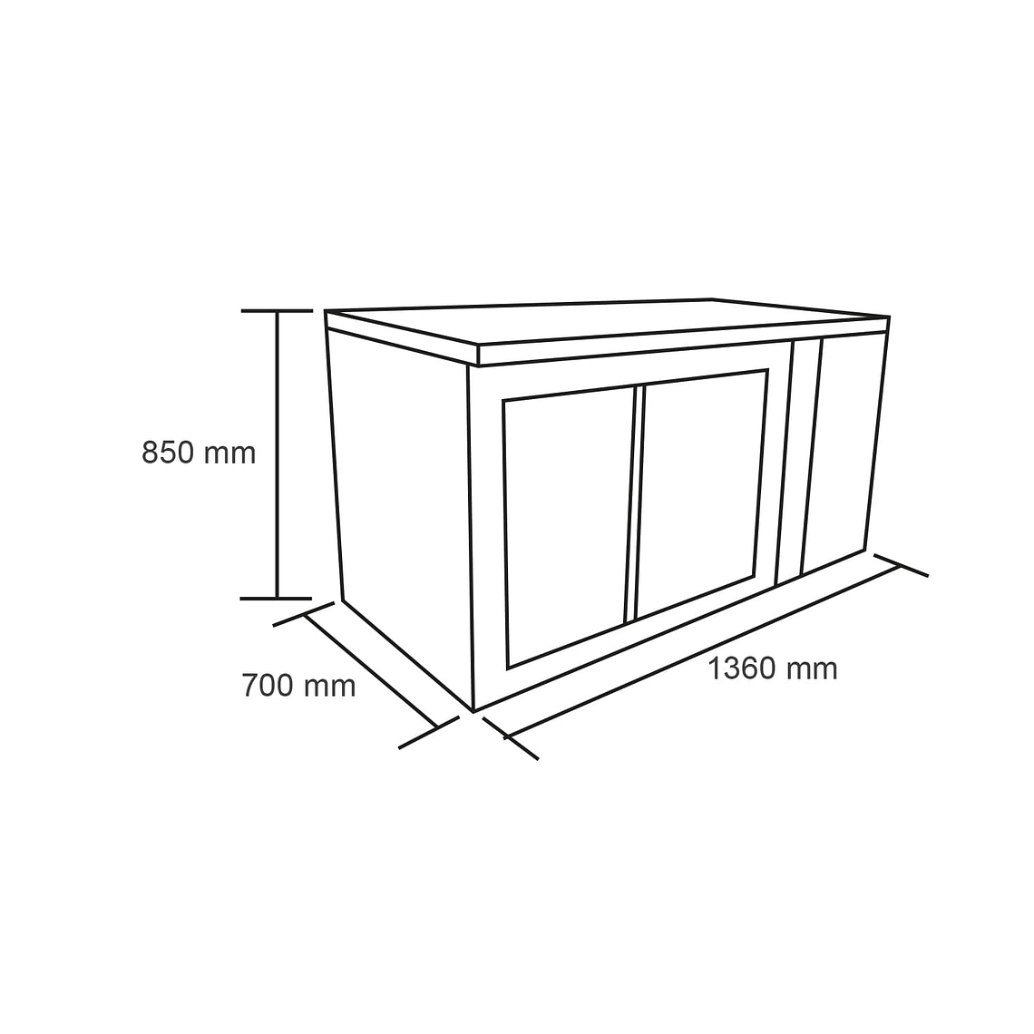MESON BAJO REFRIGERADO 2 P. VIDRO / CORR. 2