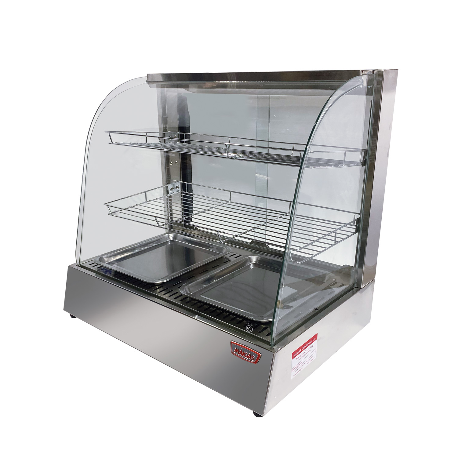 Exhibidor curvo mantenedor de calor inox - Retaildigital.cl