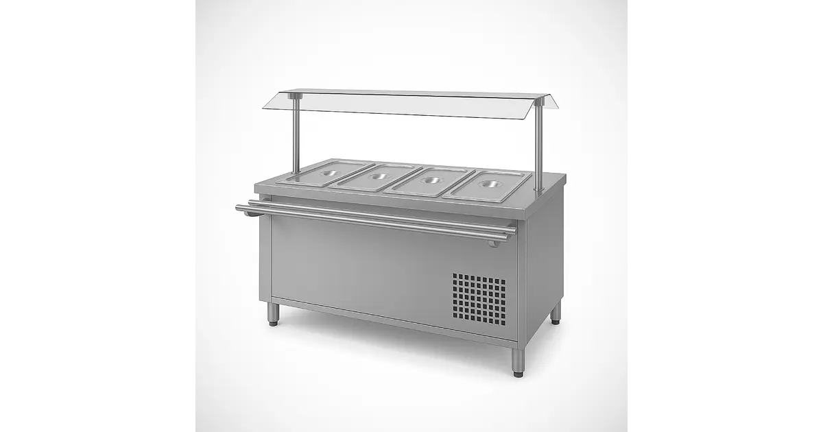 SALAD BAR 4 GN 1/1 + CUPULA + DESLIZA BANDEJA - Retaildigital.cl