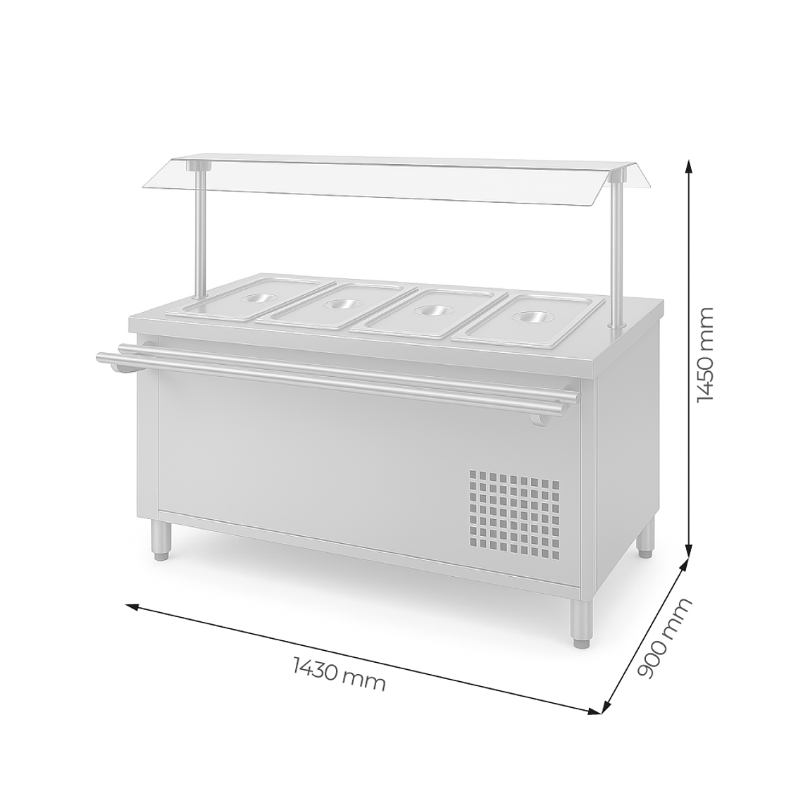 SALAD BAR 4 GN 1/1 + CUPULA + DESLIZA BANDEJA 2