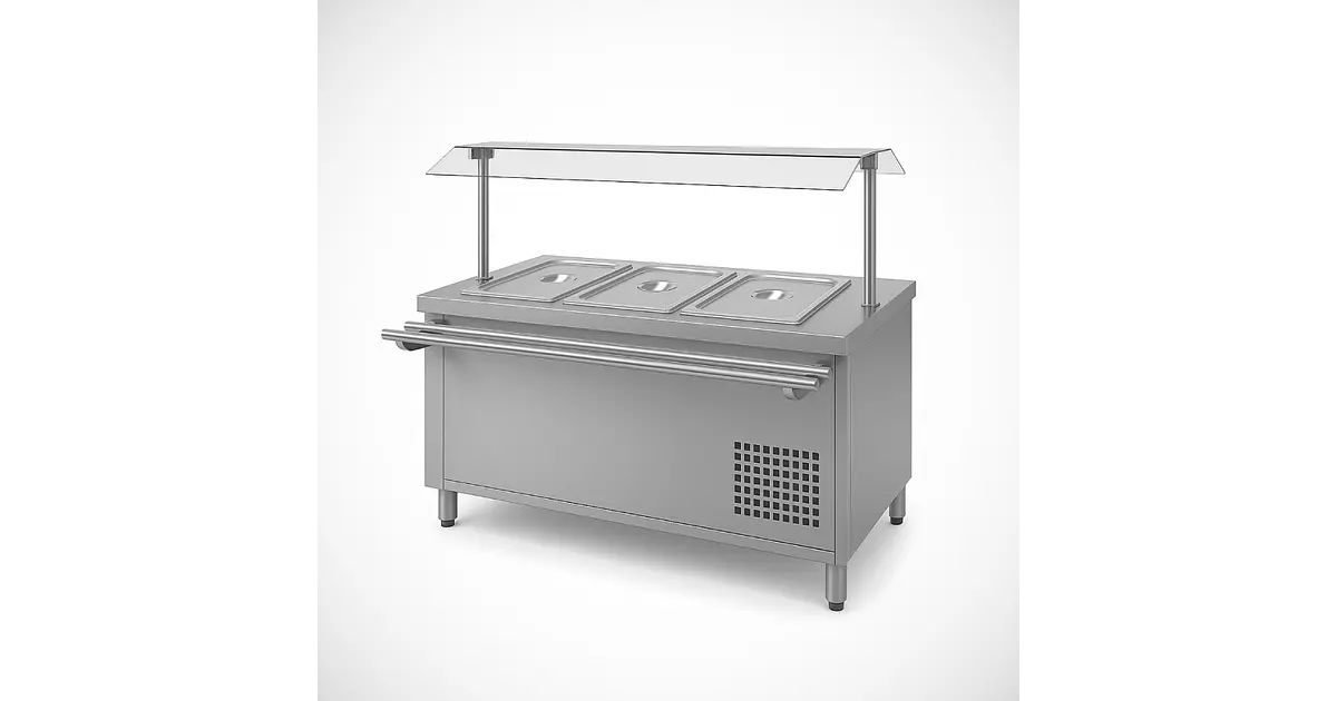 SALAD BAR 3 GN 1/1 + CUPULA + DESLIZA BANDEJA - Retaildigital.cl