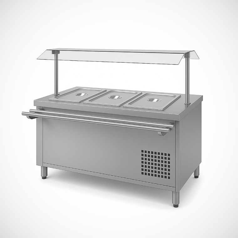 SALAD BAR 3 GN 1/1 + CUPULA + DESLIZA BANDEJA 1