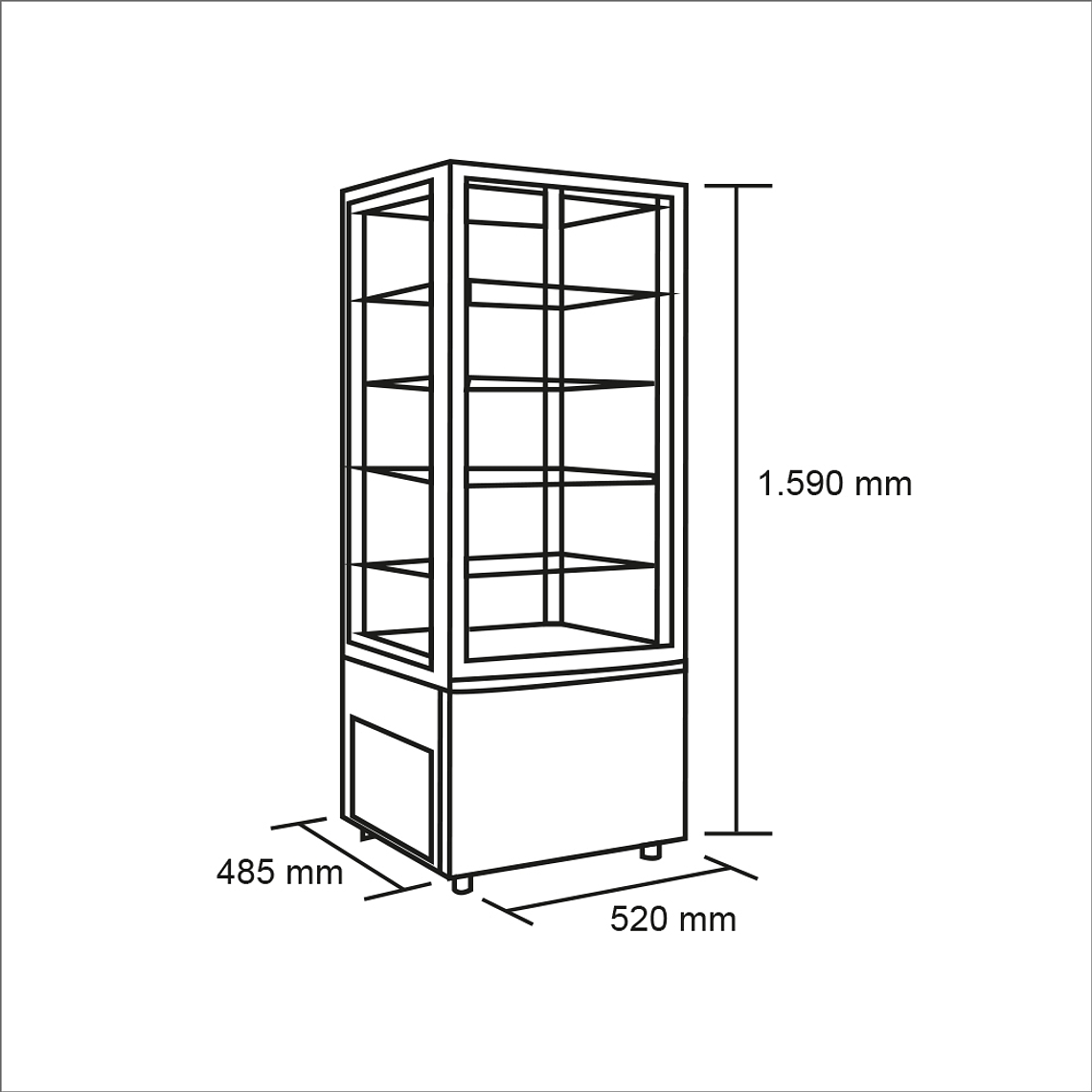Vitrina pastelera vertical 218 lt negra 4