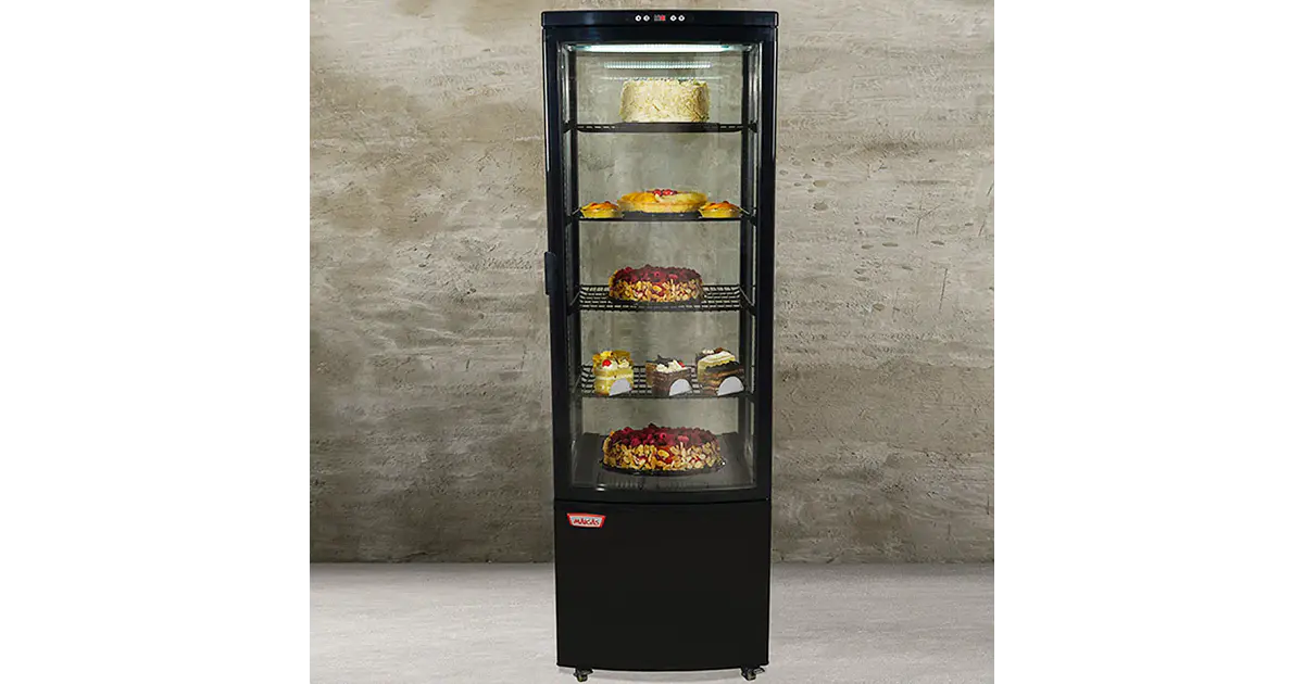 Vitrina pastelera vertical 218 lt negra - Retaildigital.cl