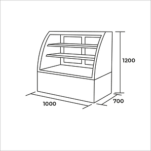 Vitrina pastelera curva 1000x750x1200mm