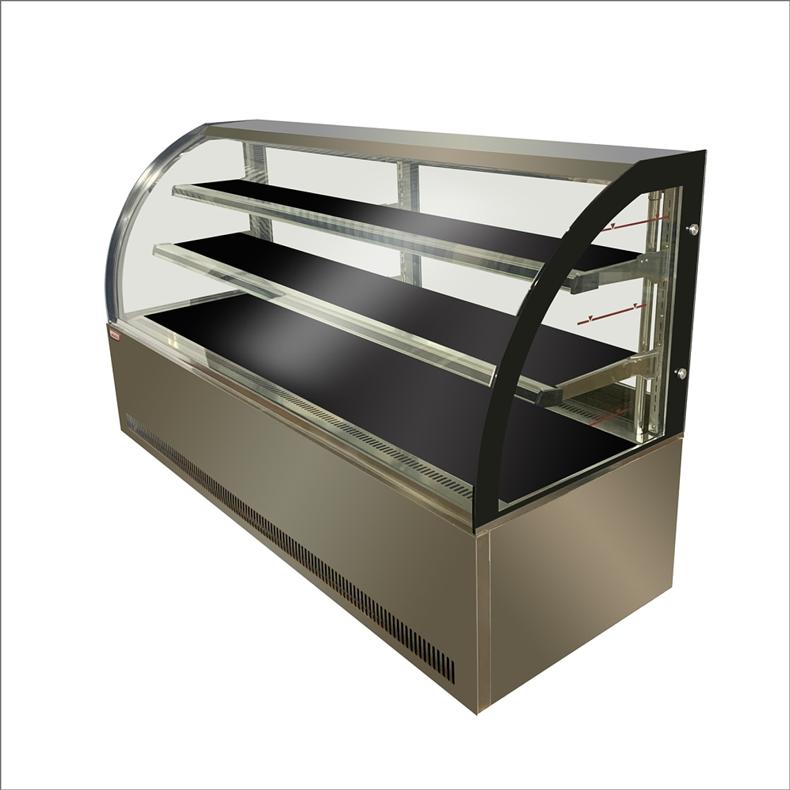 Vitrina pastelera curva 2000x750x1200mm 1