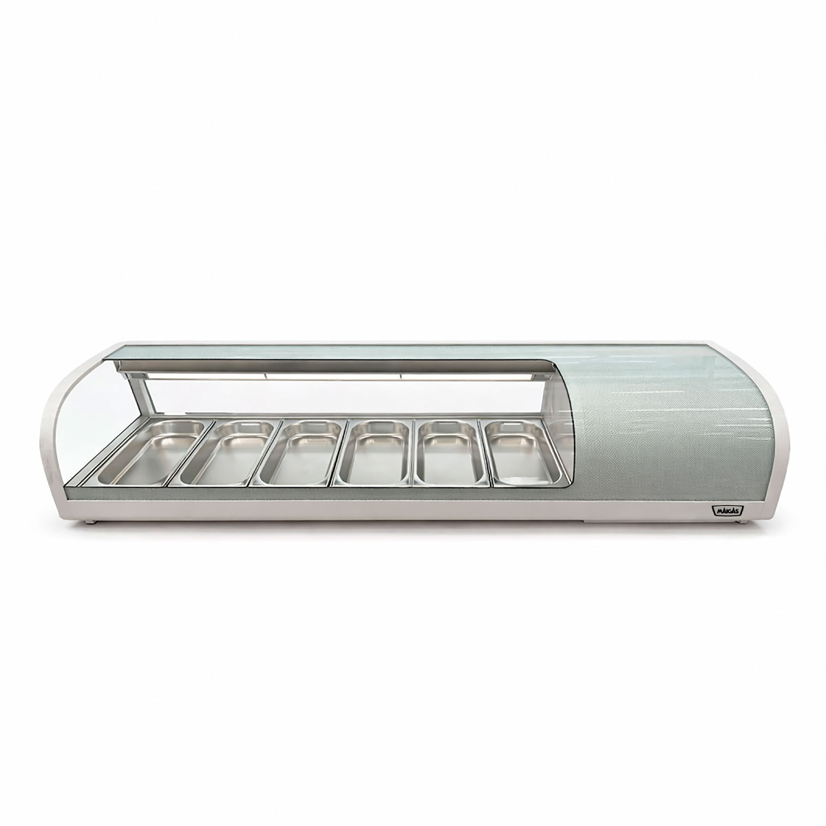 Vitrina de Sushi Curva 1529 mm. Blanca - Retaildigital.cl