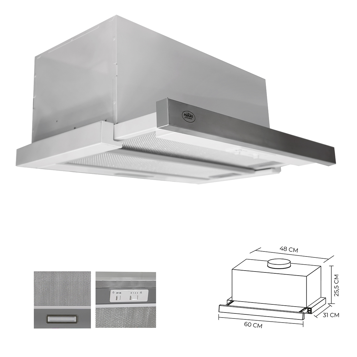 Kit Horno 60 litros con spiedo + Encimera a gas 4 quemadores + Campana retráctil	 5