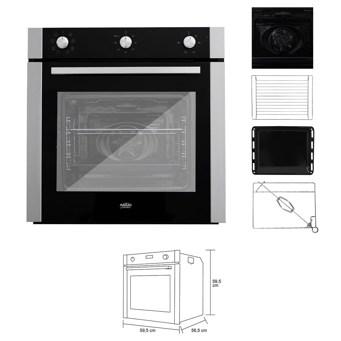 Kit Horno 60 litros con spiedo + Encimera vitrocerámica 4 quemadores + Campana retráctil	 6