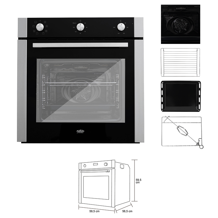 Kit Horno 60 litros con spiedo + Encimera vitrocerámica 4 quemadores + Campana retráctil	 6