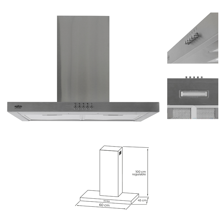 Kit Horno 60 litros con spiedo + Encimera a gas 4 quemadores + Campana decorativa rectangular	 5