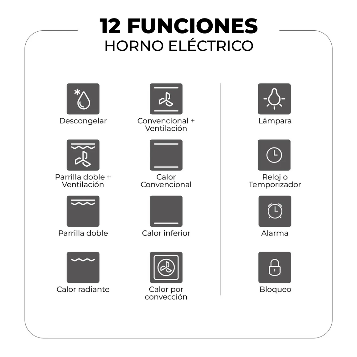 Kit Horno 60 litros con spiedo + Encimera a gas 4 quemadores + Campana decorativa rectangular	 2