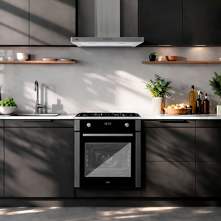 Kit Horno 60 litros con spiedo + Encimera a gas 4 quemadores + Campana decorativa rectangular	 3