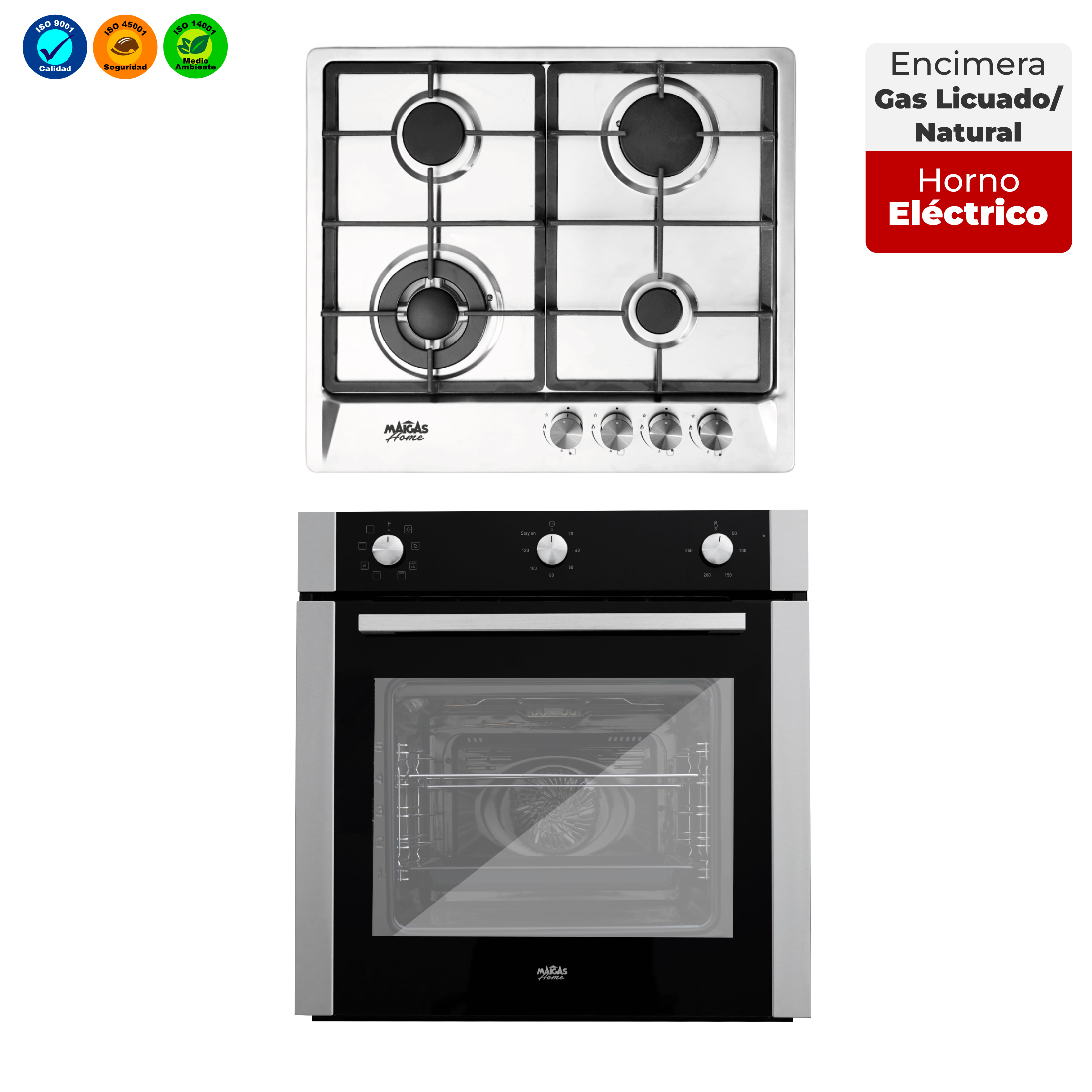 Kit Horno 60 litros con spiedo + Encimera a gas 4 quemadores - Retaildigital.cl