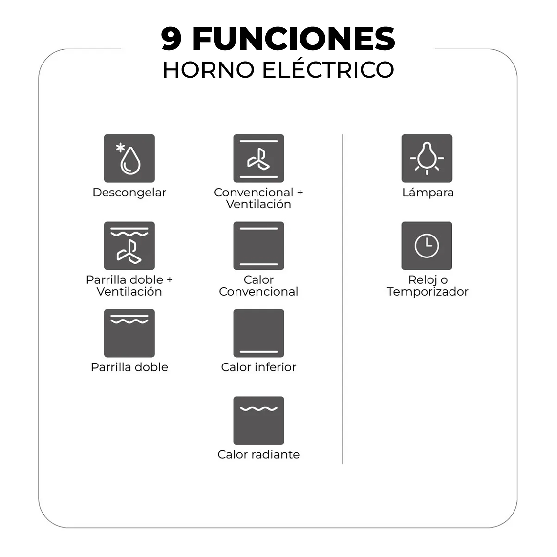 Kit Horno 60 litros con spiedo + Encimera eléctrica vitrocerámica 4 quemadores	 2