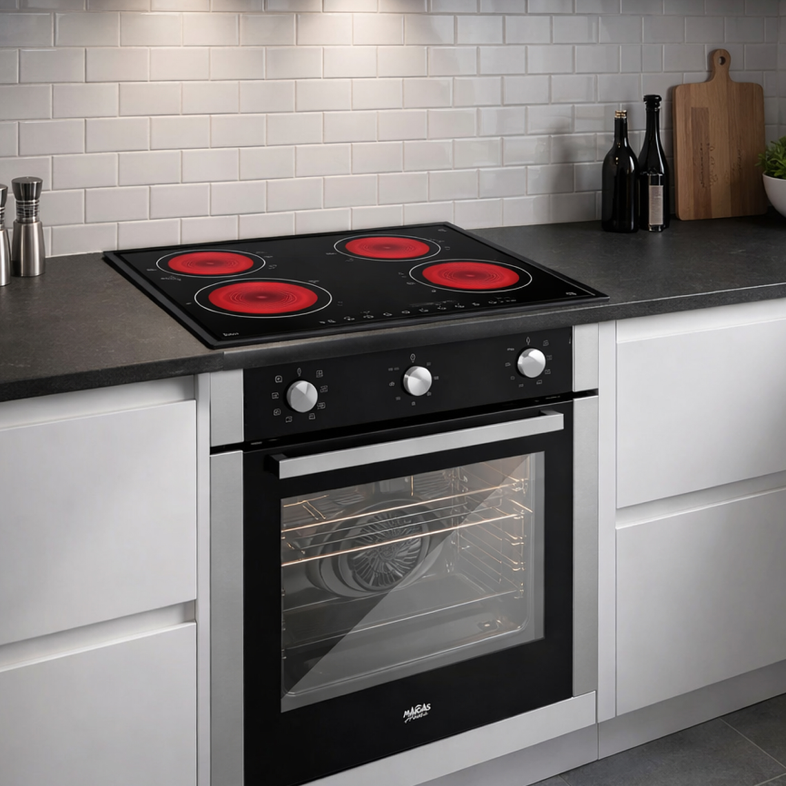 Kit Horno 60 litros con spiedo + Encimera eléctrica vitrocerámica 4 quemadores	 3