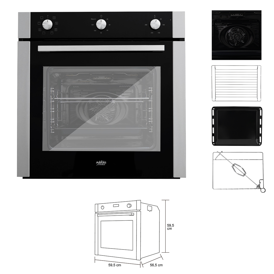 Kit Horno 60 litros con spiedo + Encimera eléctrica vitrocerámica 4 quemadores	 4