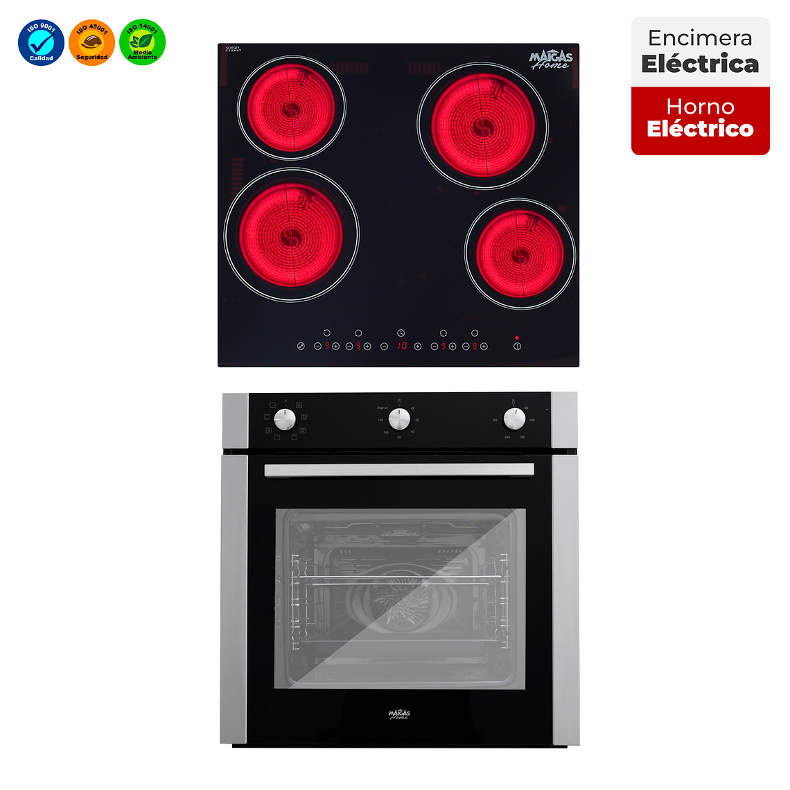 Kit Horno 60 litros con spiedo + Encimera eléctrica vitrocerámica 4 quemadores	 1