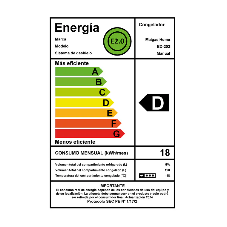 CONGELADOR DUAL 198 L 8
