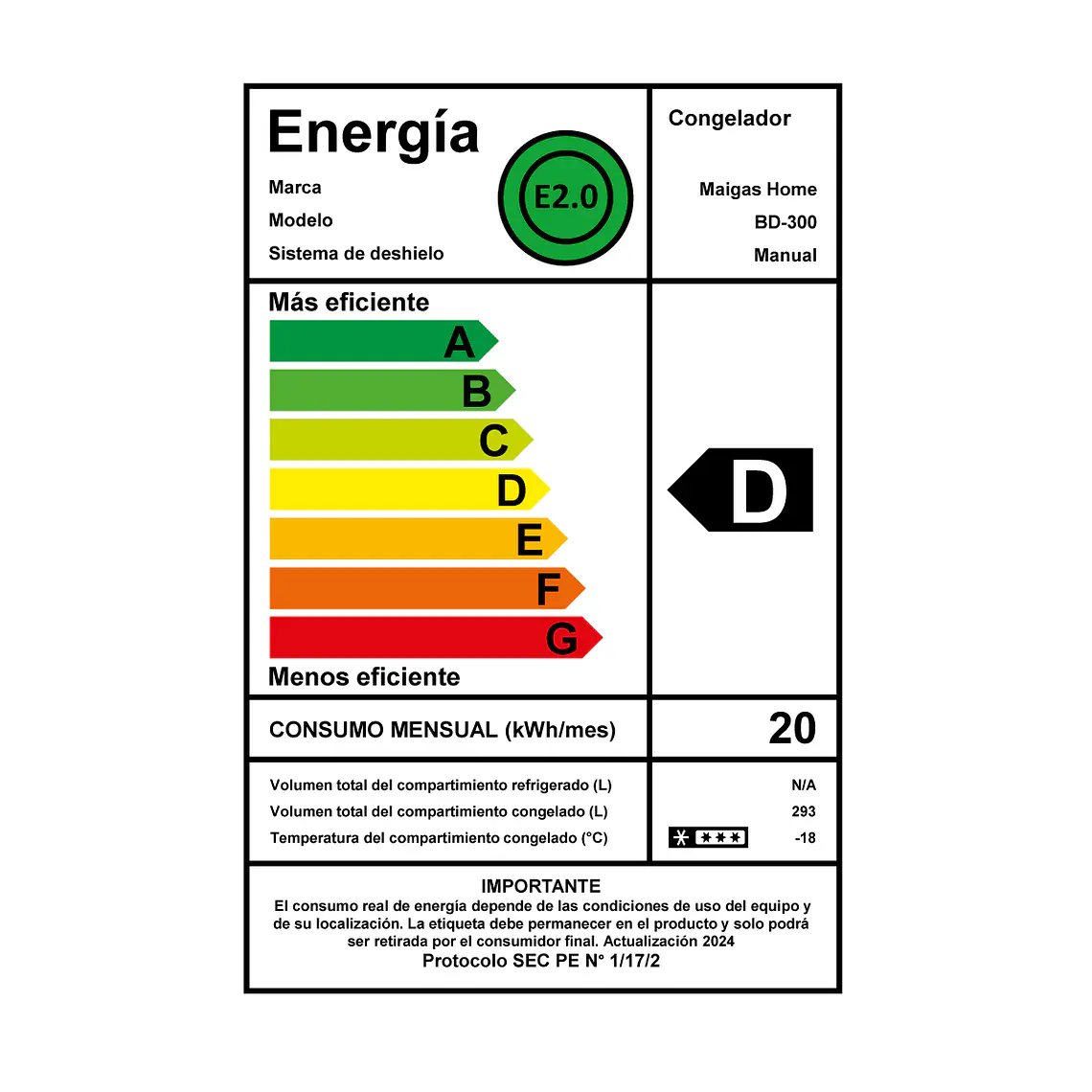 CONGELADOR DUAL 293 L 7
