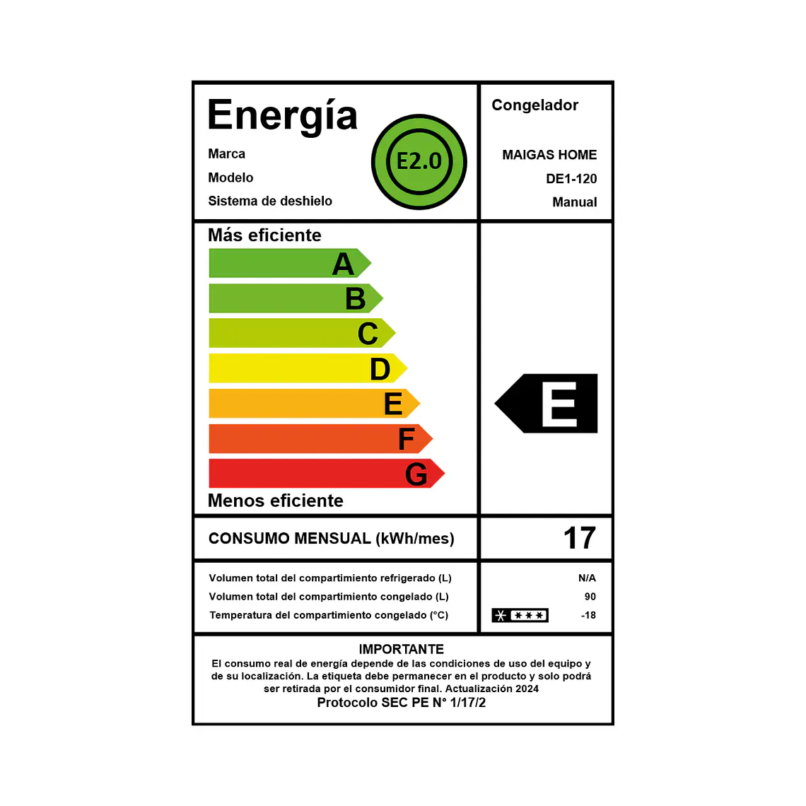 Freezer 84 lts. Inox 5