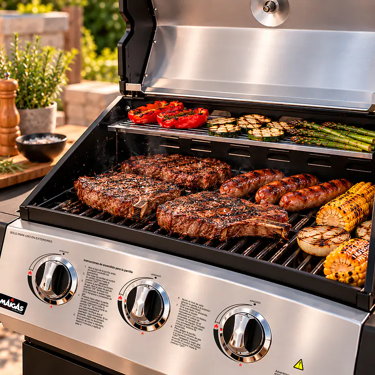 Parrilla a gas 3 quemadores 8