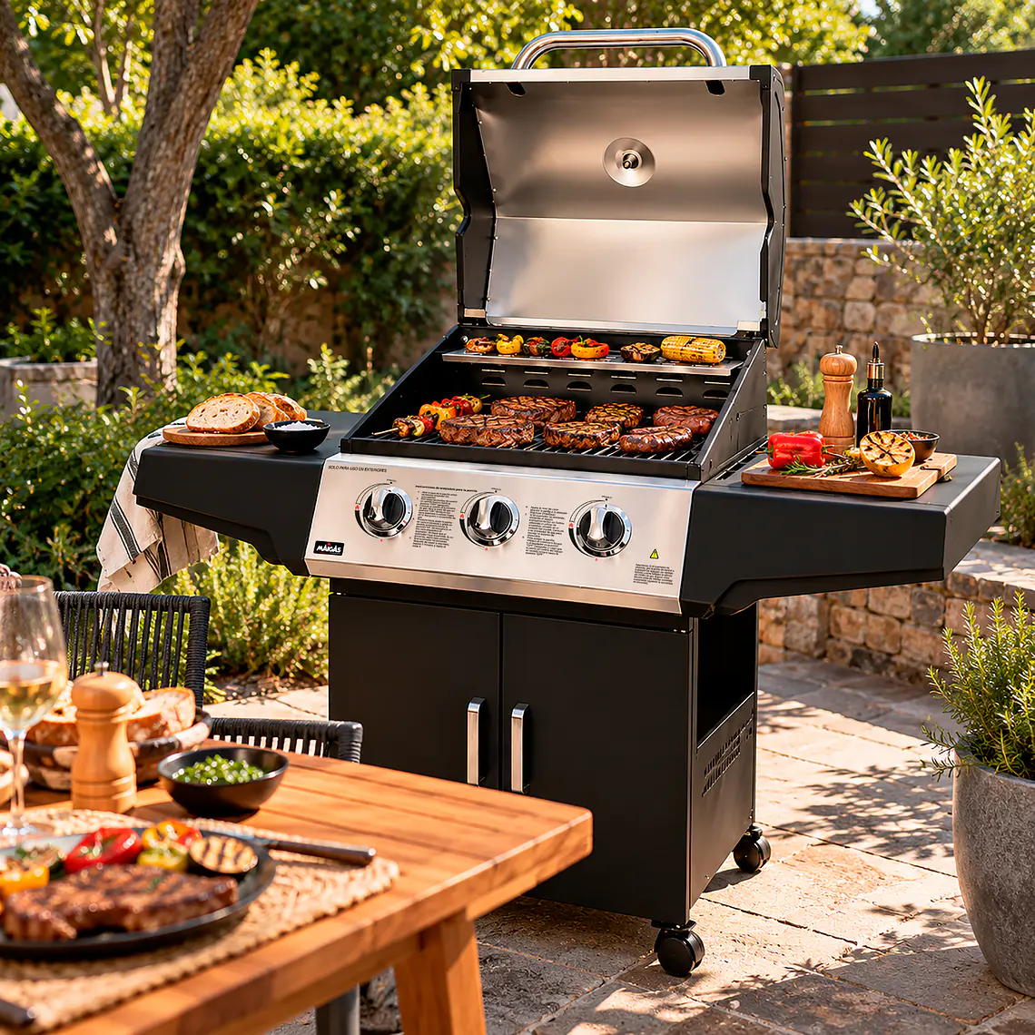 Parrilla a gas 3 quemadores 9