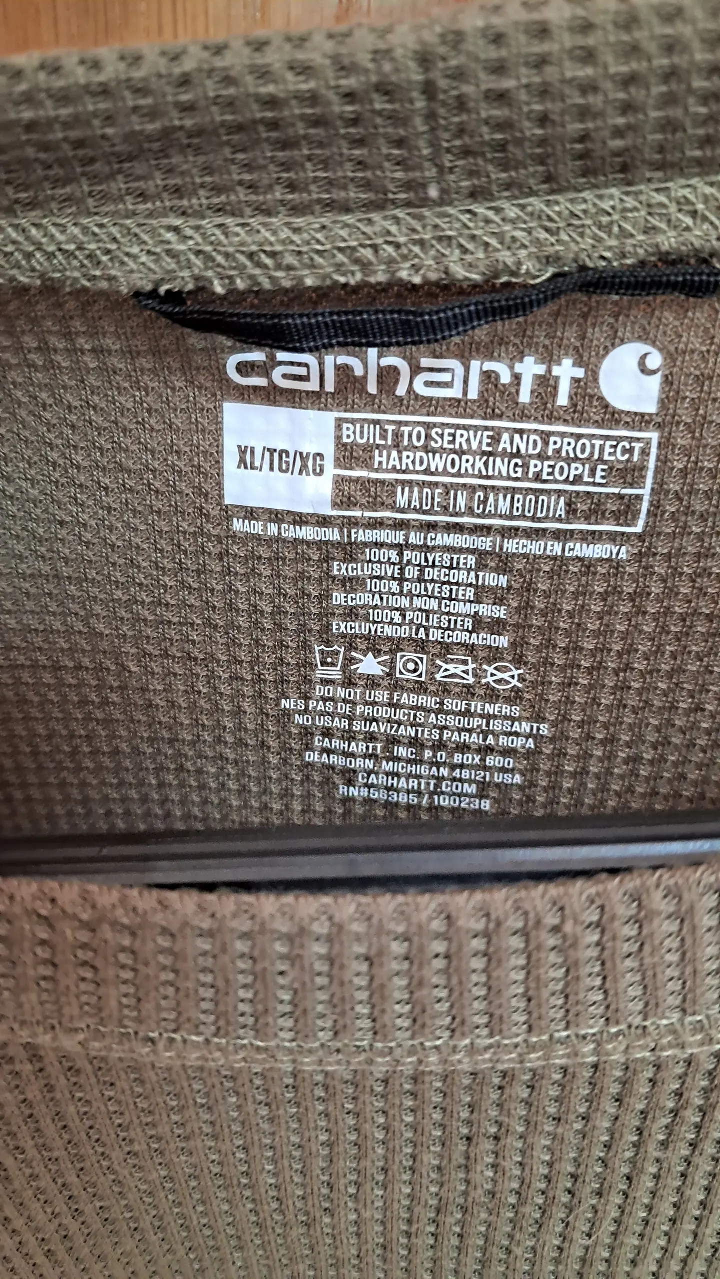 Carhartt Waffle Knit Thermal Long Sleeve (Talla XL) 2