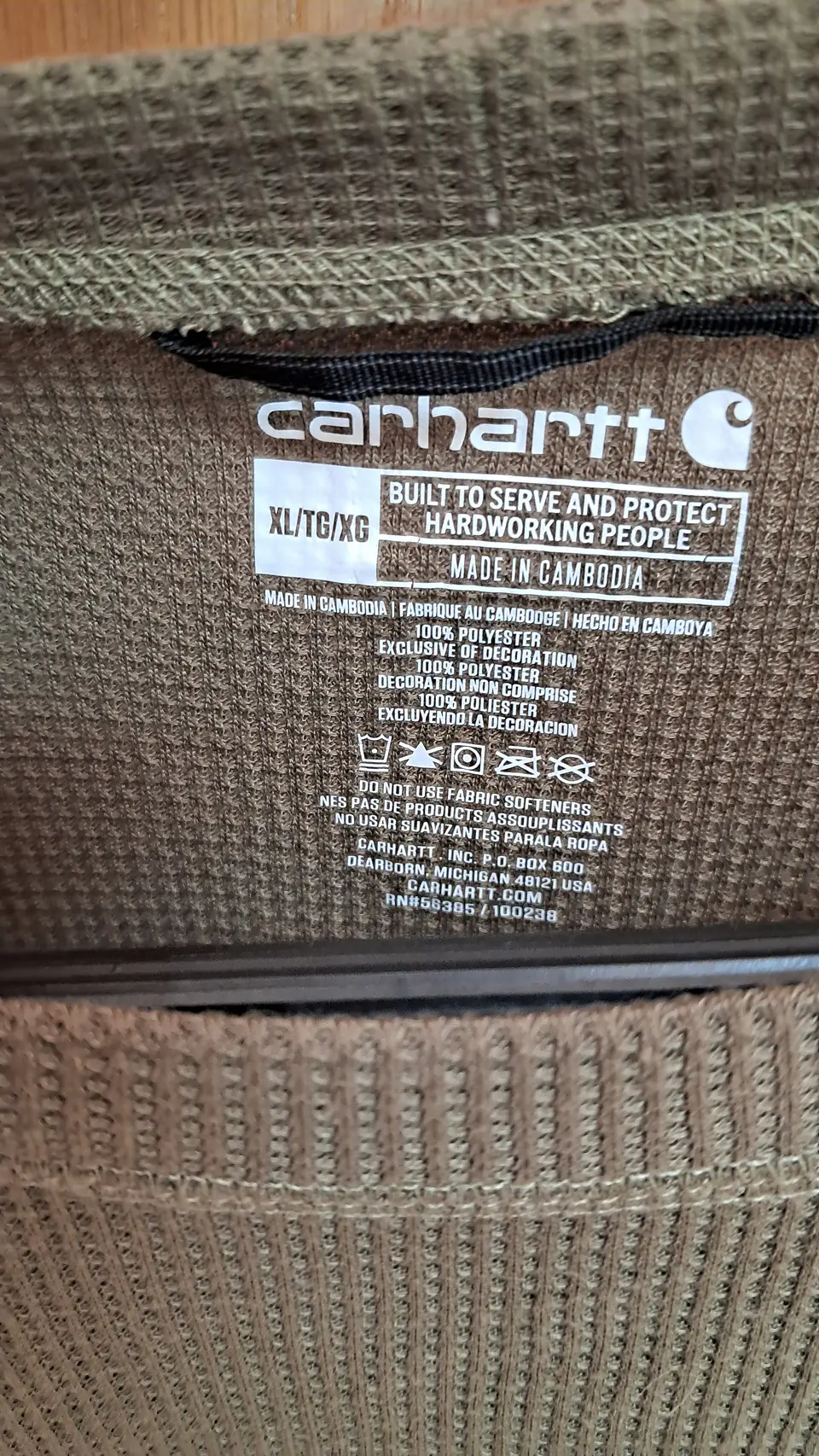 Carhartt Waffle Knit Thermal Long Sleeve (Talla XL) 2