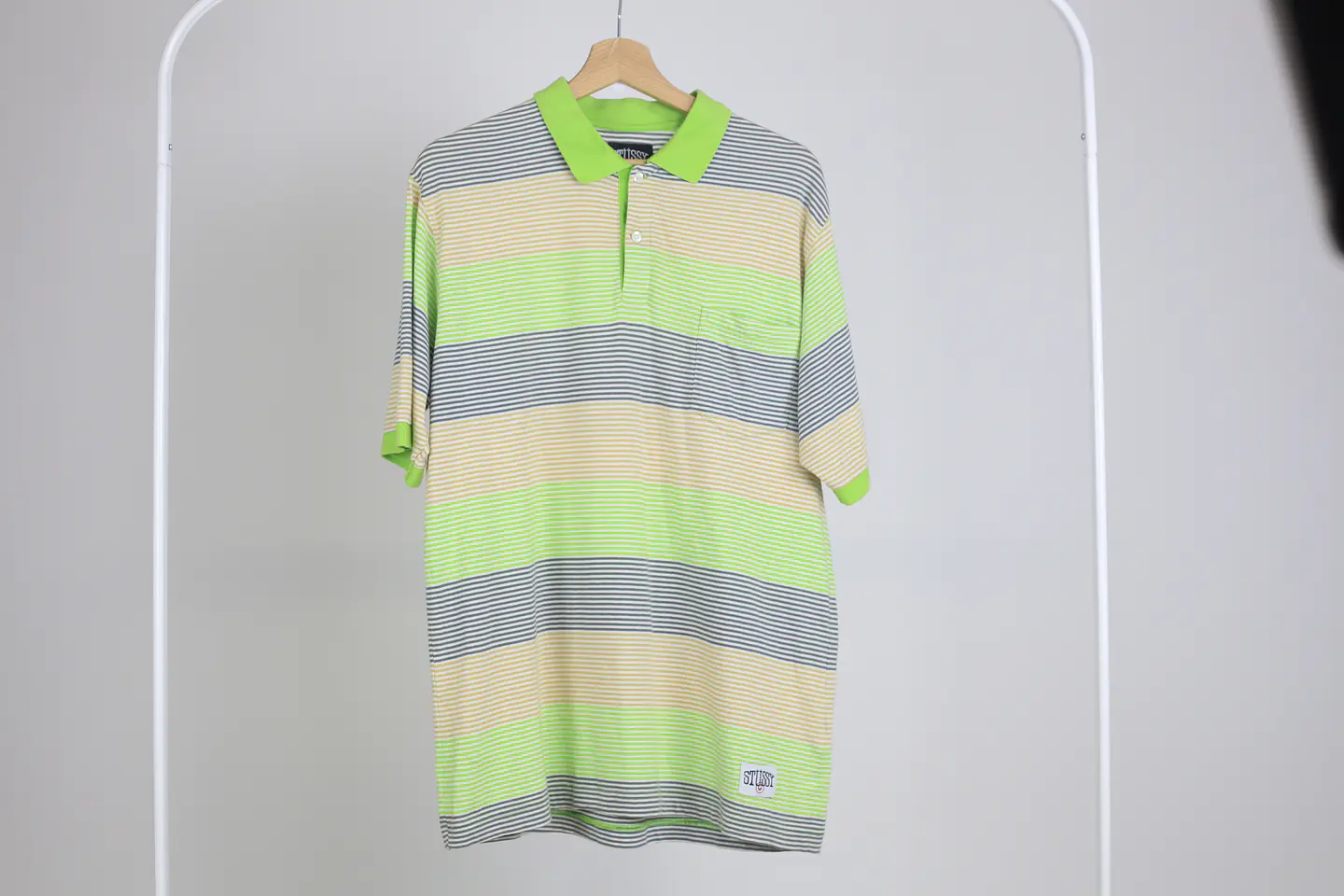 Vintage Stussy Striped Polo (Talla M) 1