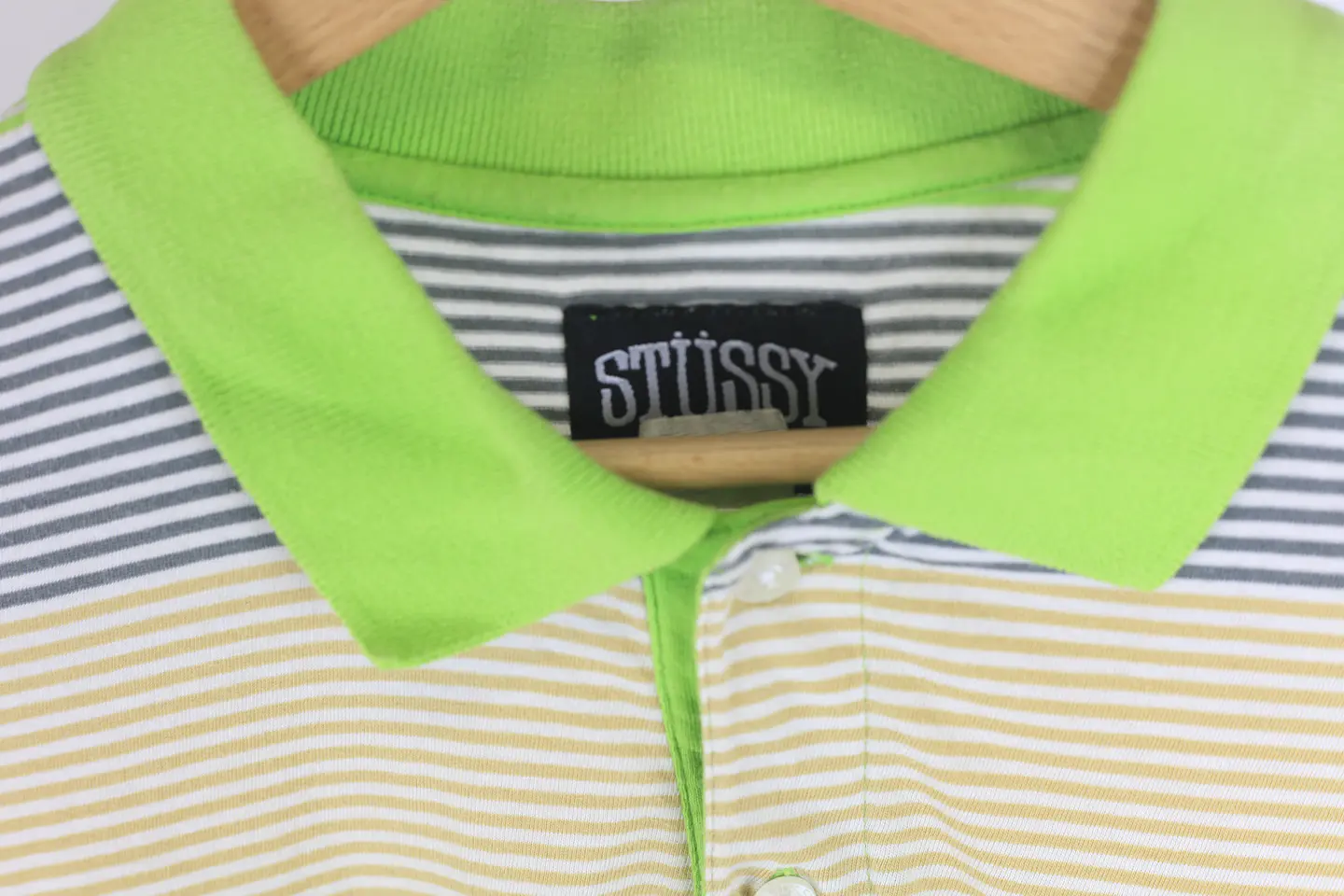 Vintage Stussy Striped Polo (Talla M) 3
