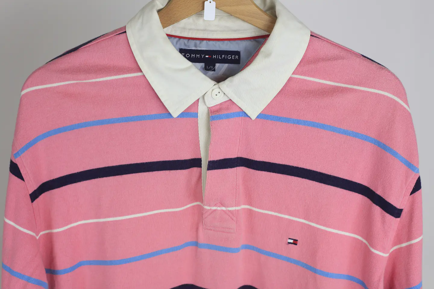 Vintage Tommy Hilfiger Striped Rugby Polo (Talla L) 2