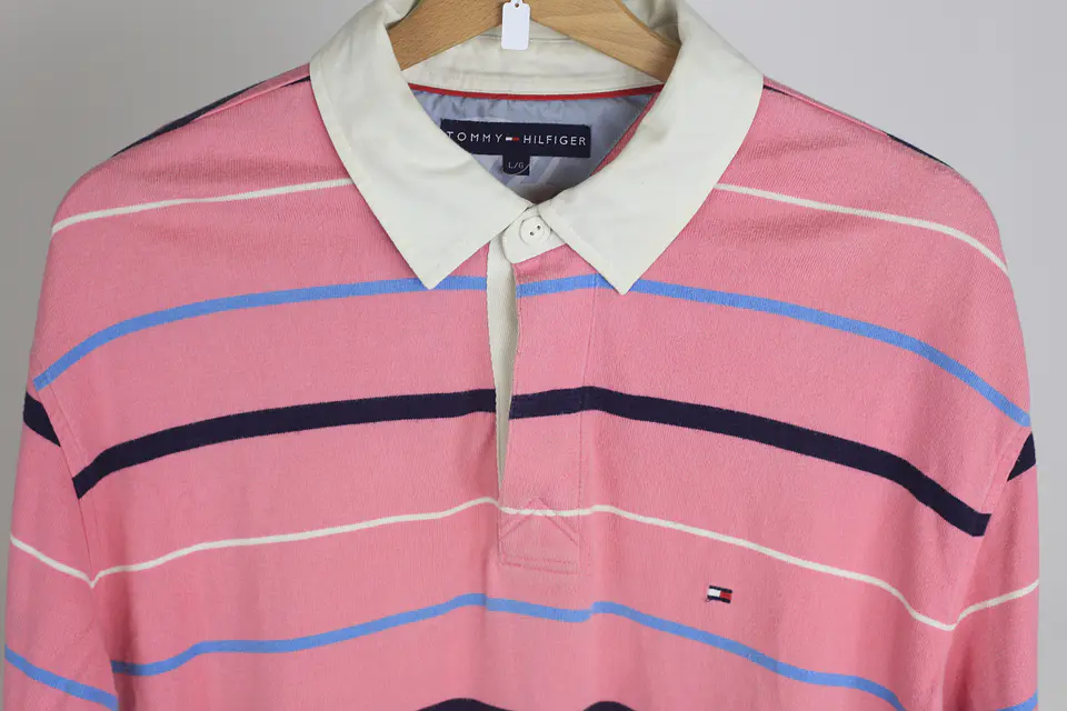 Vintage Tommy Hilfiger Striped Rugby Polo (Talla L) 2