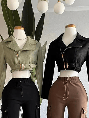 Chaqueta Cropped estilo Biker