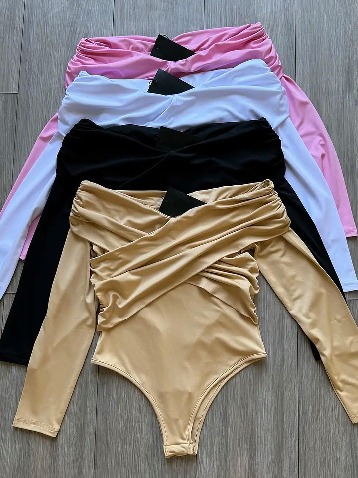 Body Manga Larga Drapeado 4