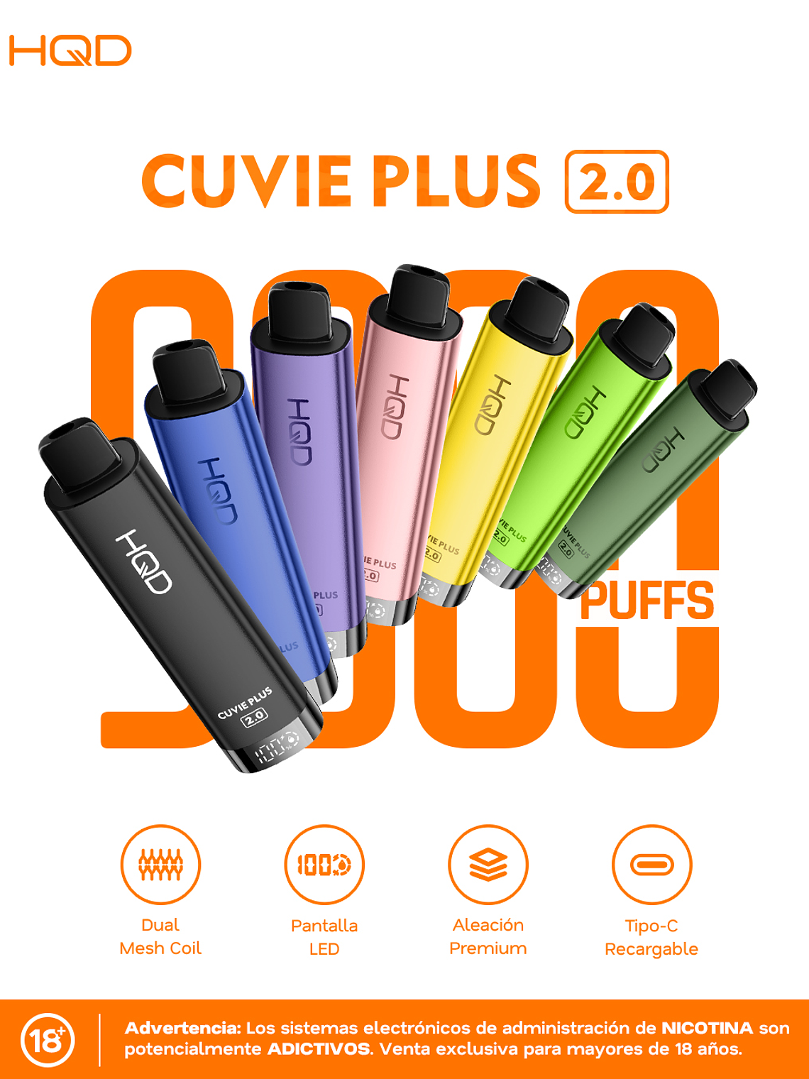 HQD Cuvie Plus 2.0 9000Puffs Green Apple Ice 4
