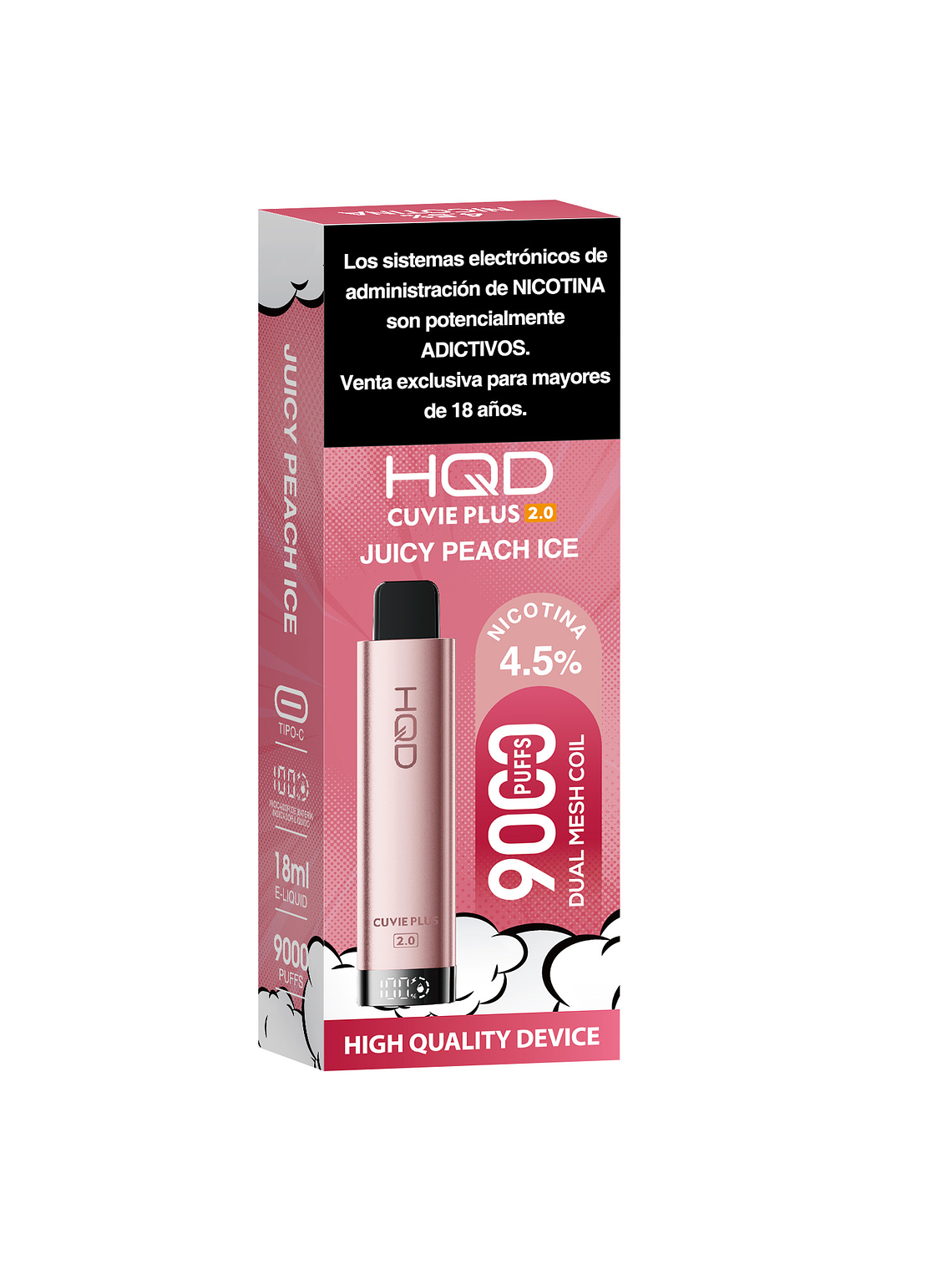 HQD Cuvie Plus 2.0 9000Puffs JUICY PEACH ICE 3