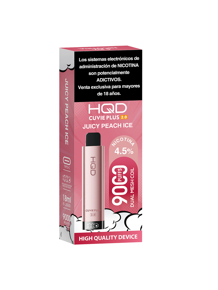 HQD Cuvie Plus 2.0 9000Puffs JUICY PEACH ICE 3