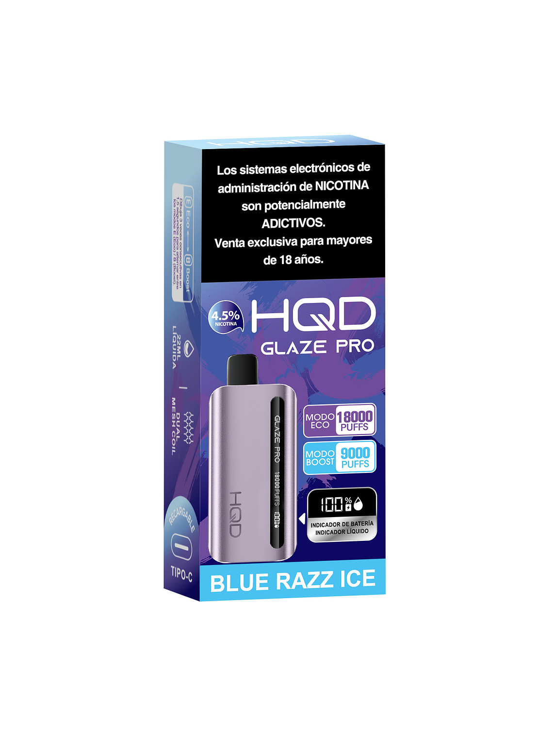 HQD Glaze Pro 18000 Puffs BLUE RAZZ ICE 3